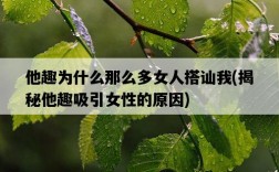 他趣為什么那么多女人搭訕我，揭秘他趣吸引女性的原因