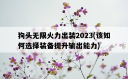 狗頭無限火力出裝2023，該如何選擇裝備提升輸出能力