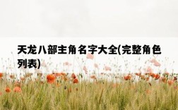 天龍八部主角名字大全，完整角色列表