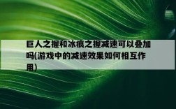 巨人之握和冰痕之握減速可以疊加嗎，游戲中的減速效果如何相互作用