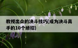 教授出眾的決斗技巧，成為決斗高手的10個絕招
