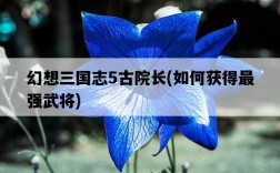 幻想三國志5古院長，如何獲得最強武將