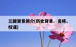 三國背景簡介，歷史背景、名將、權謀
