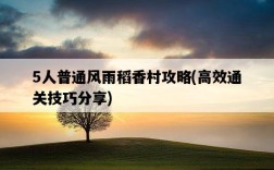 5人普通風雨稻香村攻略，高效通關技巧分享