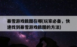 暴雪游戲截圖在哪，玩家必備，快速找到暴雪游戲截圖的方法