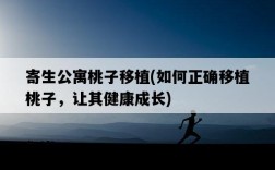 寄生公寓桃子移植，如何正確移植桃子，讓其健康成長