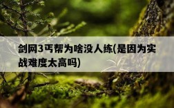 劍網3丐幫為啥沒人練，是因為實戰難度太高嗎