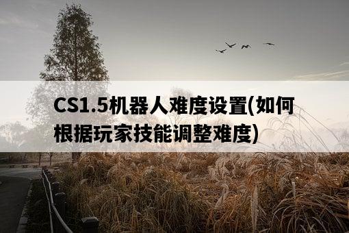 CS1.5機器人難度設置，如何根據玩家技能調整難度-圖1