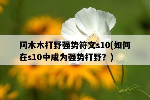 阿木木打野強勢符文s10，如何在s10中成為強勢打野？-圖1