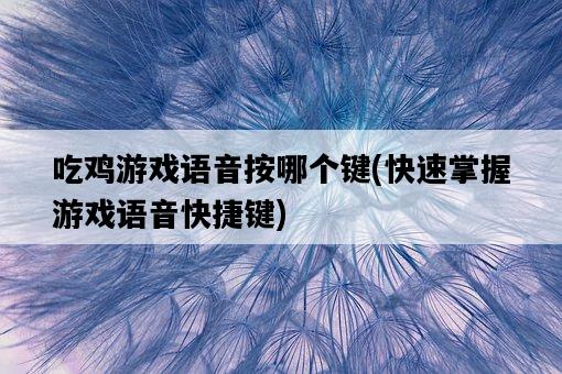 吃雞游戲語音按哪個鍵，快速掌握游戲語音快捷鍵-圖1