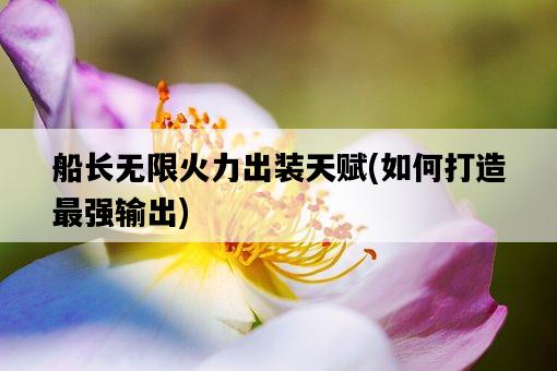 船長無限火力出裝天賦，如何打造最強輸出-圖1