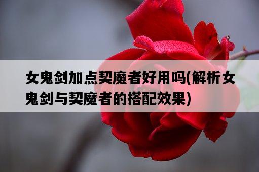 女鬼劍加點契魔者好用嗎，解析女鬼劍與契魔者的搭配效果-圖1