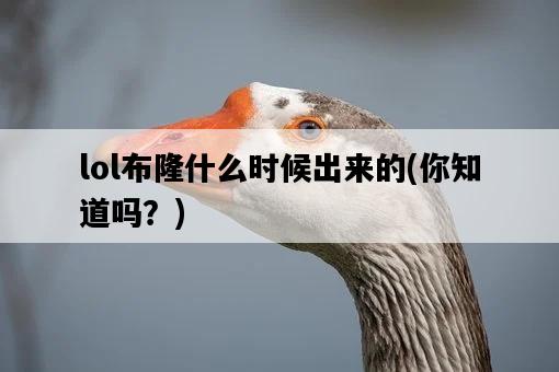 lol布隆什么時候出來的，你知道嗎？-圖1