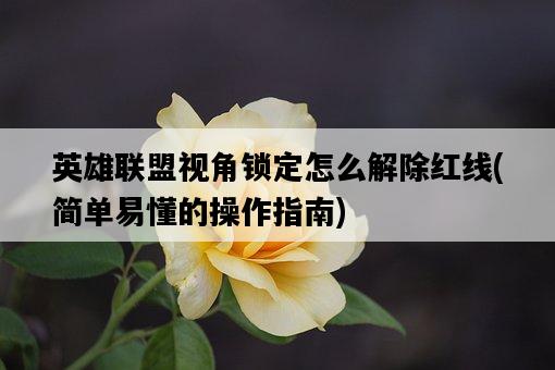 英雄聯盟視角鎖定怎么解除紅線，簡單易懂的操作指南-圖1