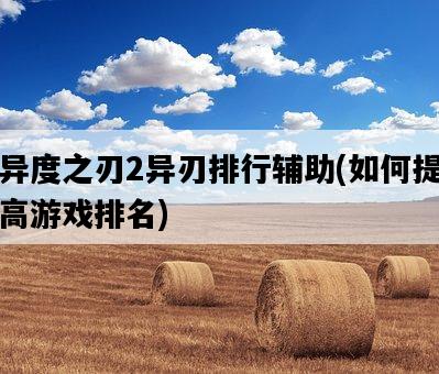 異度之刃2異刃排行輔助，如何提高游戲排名-圖1