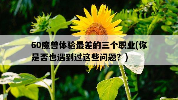 60魔獸體驗最差的三個職業，你是否也遇到過這些問題？-圖1