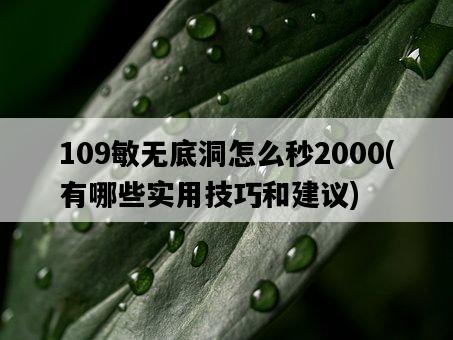 109敏無底洞怎么秒2000，有哪些實用技巧和建議-圖1