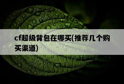 cf超級背包在哪買，推薦幾個購買渠道-圖1