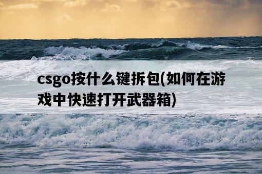 csgo按什么鍵拆包，如何在游戲中快速打開武器箱-圖1