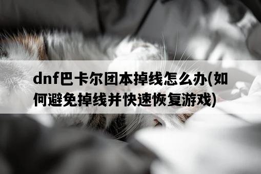 dnf巴卡爾團本掉線怎么辦，如何避免掉線并快速恢復游戲-圖1