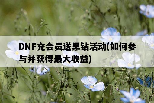 DNF充會員送黑鉆活動，如何參與并獲得最大收益-圖1