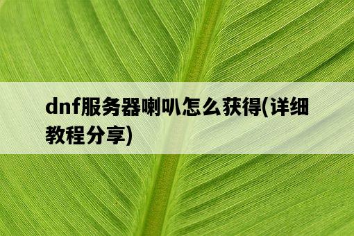 dnf服務器喇叭怎么獲得，詳細教程分享-圖1
