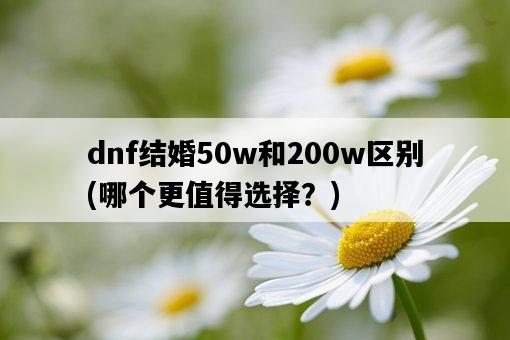dnf結婚50w和200w區別，哪個更值得選擇？-圖1