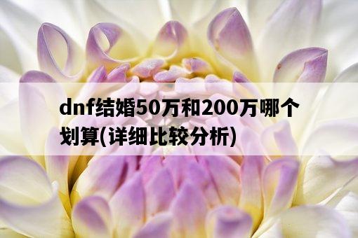 dnf結婚50萬和200萬哪個劃算，詳細比較分析-圖1