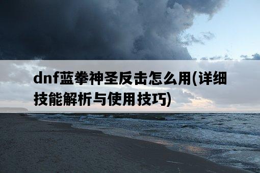 dnf藍拳神圣反擊怎么用，詳細技能解析與使用技巧-圖1