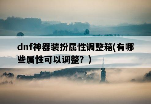 dnf神器裝扮屬性調整箱，有哪些屬性可以調整？-圖1