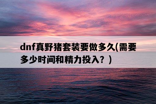 dnf真野豬套裝要做多久，需要多少時間和精力投入？-圖1