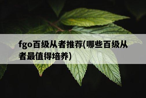 fgo百級從者推薦，哪些百級從者最值得培養-圖1