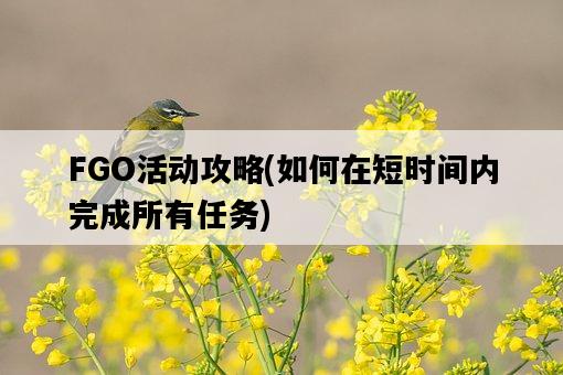 FGO活動攻略，如何在短時間內完成所有任務-圖1