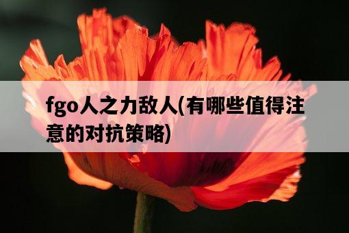 fgo人之力敵人，有哪些值得注意的對抗策略-圖1
