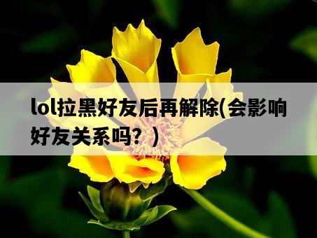 lol拉黑好友后再解除，會影響好友關系嗎？-圖1