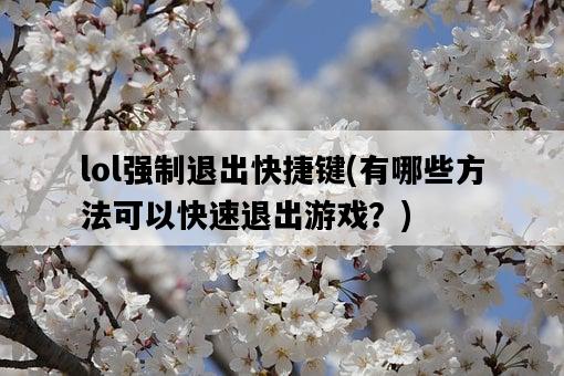 lol強制退出快捷鍵，有哪些方法可以快速退出游戲？-圖1