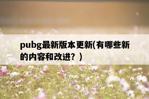 pubg最新版本更新，有哪些新的內容和改進？-圖1