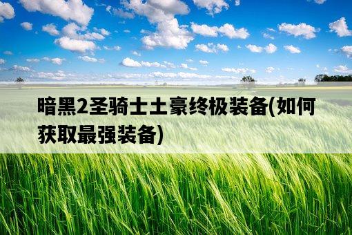 暗黑2圣騎士土豪終極裝備，如何獲取最強裝備-圖1