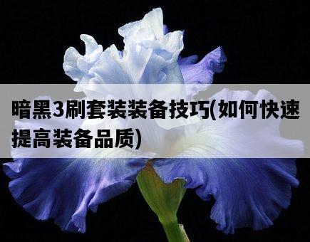 暗黑3刷套裝裝備技巧，如何快速提高裝備品質-圖1