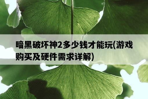 暗黑破壞神2多少錢才能玩，游戲購買及硬件需求詳解-圖1
