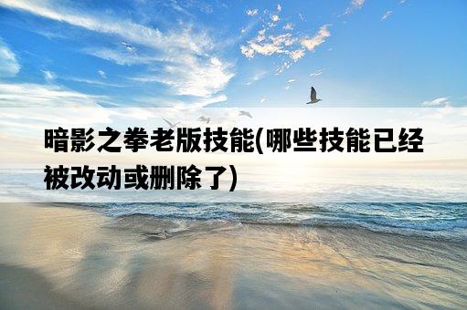 暗影之拳老版技能，哪些技能已經被改動或刪除了-圖1