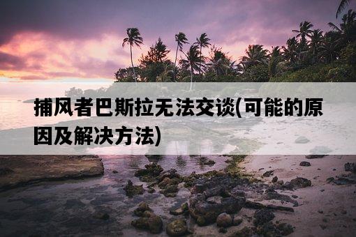 捕風者巴斯拉無法交談，可能的原因及解決方法-圖1