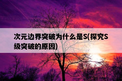 次元邊界突破為什么是S，探究S級突破的原因-圖1