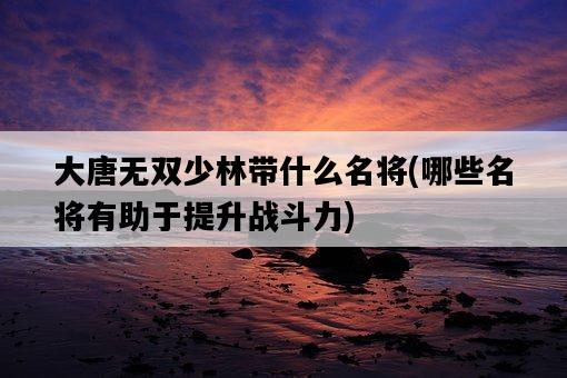 大唐無雙少林帶什么名將，哪些名將有助于提升戰斗力-圖1
