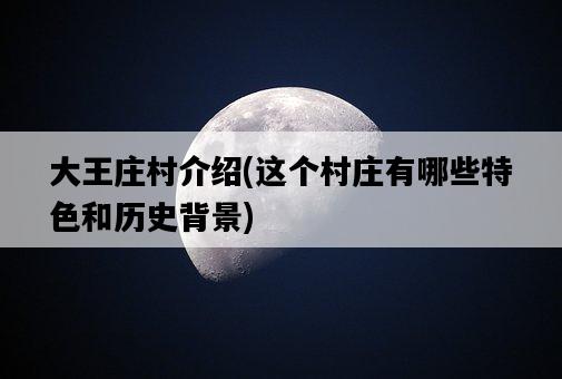 大王莊村介紹，這個村莊有哪些特色和歷史背景-圖1