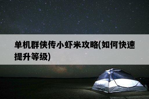 單機群俠傳小蝦米攻略，如何快速提升等級-圖1