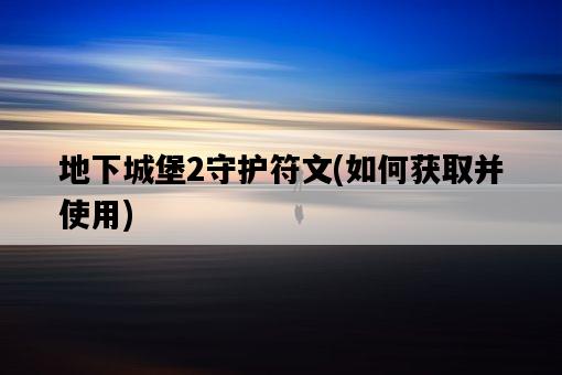 地下城堡2守護符文，如何獲取并使用-圖1
