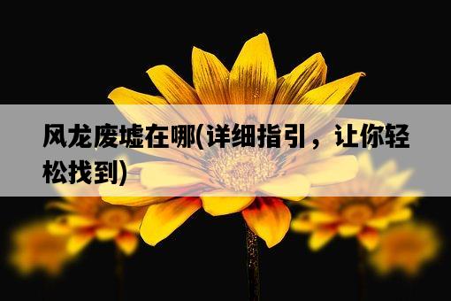 風龍廢墟在哪，詳細指引，讓你輕松找到-圖1