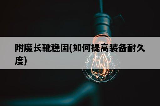 附魔長靴穩固，如何提高裝備耐久度-圖1