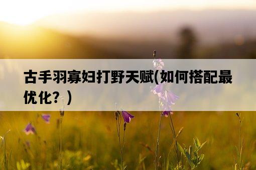 古手羽寡婦打野天賦，如何搭配最優化？-圖1
